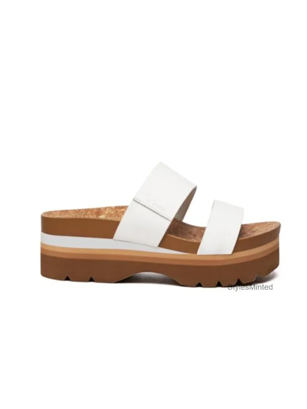 Women's Platform Sandals Arch Support Vegan Leather Summer Flatform Slides